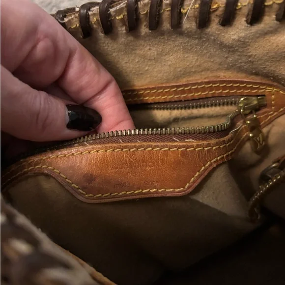 Upcycled Louis Vuitton Black and Brown Monogram Fringe Festival Bag - Picture 4 of 7